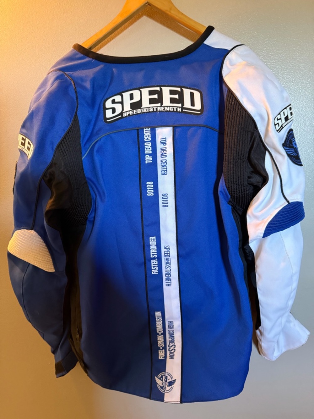 Speed Motorcycle Jacket in Blue and White